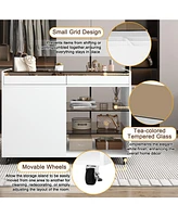 43" Multi-Functional Storage Island Cabinet with Drawers & Shelves