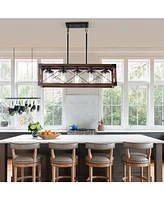 5-Light Retro Farmhouse Chandelier For Kitchen, Living room, Dining room Red and Black(No Bulbs)