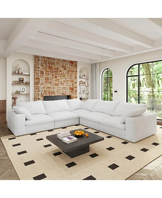 Cloud Sectional Sofa 160", Down Filled Comfortable V Shape Sofa for Living Room, Simple Wide and Deep Seat Convertible Sofa for Office Apartment