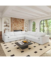 Cloud Sectional Sofa 160", Down Filled Comfortable V Shape Sofa for Living Room, Simple Wide and Deep Seat Convertible Sofa for Office Apartment