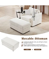 41.7" Modern Sofa Couch w/ Ottoman, Usb, Cup Holders