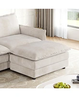 Corduroy -Seater Cloud Couch with Footrests & Cushions