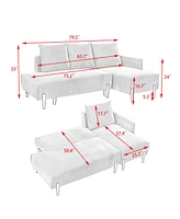 79.50 inches long, Velvet Sofa Fabric, with three matching pillows and spacious and comfortable seats, for Apartment Office Living Room - Black