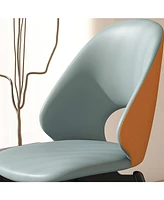 Set of 2 Modern Pu Leather Dining Chairs (Orange & Grey)
