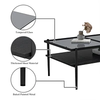Coffee Table and End tables Set of 3, Tempered Glass Table with Mdf layer, Modern Tables for Living Room