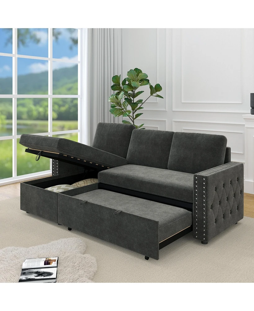 Spacious 2-Pack Sofa Bed with Storage Chaise and Comfortable Cushions