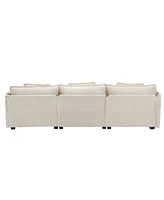 Modern Large boucle Fabric L-Shape Sectional Chenille fabric, movable pedals, detachable armrests, oversized three-seat Sofa