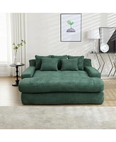 Chenille 2-seater lazy sofa With 5 back pillows, Comfy Sofa- Deep Seat Couch for Living Room, Club (Emerald)
