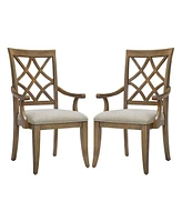 Retro Upholstered Arm Dining Chairs (Set of 2)