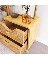 Hand-Carved 2-Drawers Accent Cabinet - Traditional Craftsmanship and Functionality Combined