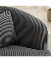34" Corduroy Swivel Barrel Chair w/ Pillow - Charcoal