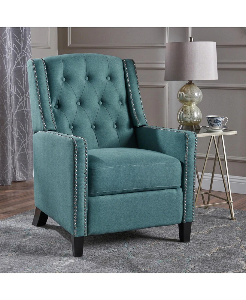 Classic Teal Fabric Push Back Chair