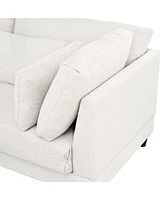 Modern Sectional Sofa with Ottoman, 4-Seat Set, 110" L-Shaped Sofa with Pillows