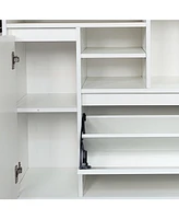 Functional Shoe Cabinet with Wall Unit: Narrow Organizer for Hallway and Bedroom (White)