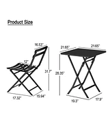 3-Pieces Metal Square Table 28.35 in. H Outdoor Bistro Set Table Chairs Furniture