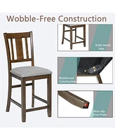Dining Room Furniture Counter Height Chairs Set for 4, Kitchen Chair with Padded Seat, Walnut