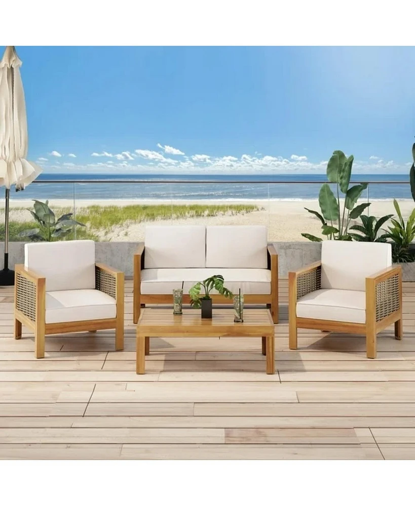 Acacia Wood 4-Seater Chat Set, Teak Finish