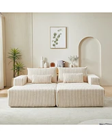 87" Oversized Sectional Lounge Chaise,No Assembly Required,Cloud Plush Loveseat with Reclining Sofa Bed,Fluffy Modern Sleeper Chair for Indoor Li