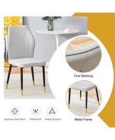 Black Marble Mdf Dining Set with Light Gray Pu Chairs