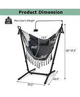 Height Adjustable Hammock Chair with Phone Holder and Side Pocket