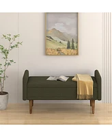 Teddy velvet storage stool,, with storage space, suitable for apartments, living rooms and bedrooms-green(45.98"16.75"21.75")