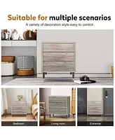 Modern Dresser with 3 Drawers: Nightstand Storage Cabinet for Bedroom