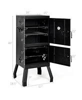 Vertical 2-tier Outdoor Barbeque Grill with Temperature Gauge