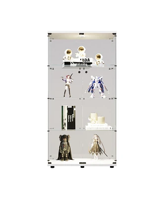 Led Glass Display Cabinet with 4 Shelves and Door, 64.7" x 31.7" x 14.3