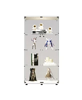 Led Glass Display Cabinet with 4 Shelves and Door, 64.7" x 31.7" x 14.3