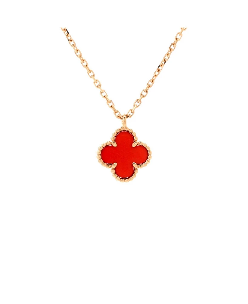 Pre-Owned Van Cleef & Arpels Sweet Alhambra Pendant Necklace 18K Rose Gold and Carnelian