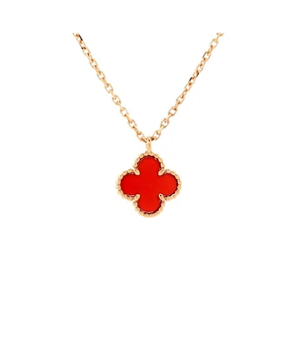 Pre-Owned Van Cleef & Arpels Sweet Alhambra Pendant Necklace 18K Rose Gold and Carnelian