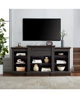 Media Console Table with Large Storage Cabinet, Modern Tv Media Entertaionment Stand, Grey, 65.75"W17"D32.48"H