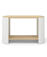 2-Layer Storage Nightstand Table (Natural and White)