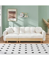 84.64 inches beige three person sofa lift sofa bed with locker sofa bed, sofa soft and comfortable, suitable for bedroom, living room