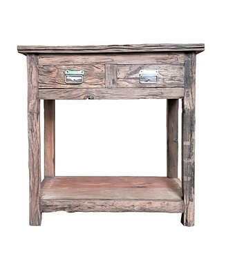 31.5x17.5x31.5" Rustic 2-Drawer Kitchen Island
