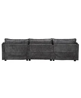 Modern Large boucle Fabric L-Shape Sectional Chenille fabric, movable pedals, detachable armrests