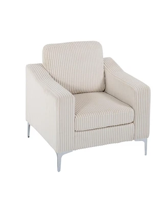 Beige Corduroy Convertible Sectional Sofa