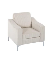 Beige Corduroy Convertible Sectional Sofa