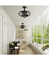 18" Caged Ceiling Fan with Remote, Timer (3 Speeds)
