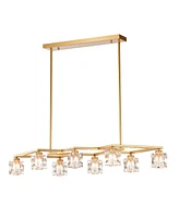 8-Light Crystal Chandelier with Matte Gold Finish, Ideal for Dining Rooms and Various Other Spaces