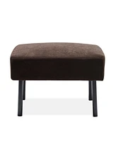 Brown L-Shaped 2-Seater Sofa with Ottoman, Modern Loveseat for Small Spaces