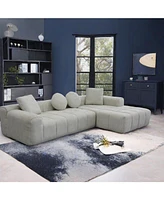 Modular Sofa with Sponge Foam, L-Shape Chaise & Light Gray Upholstery