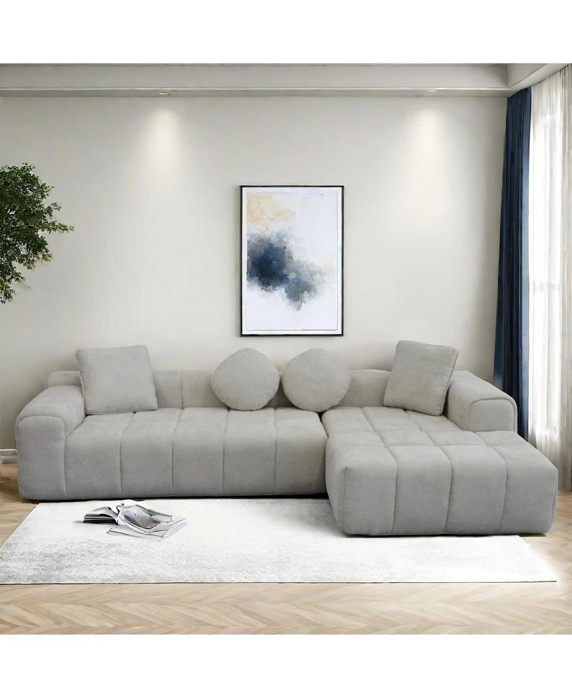 Modular Sofa with Sponge Foam, L-Shape Chaise & Light Gray Upholstery
