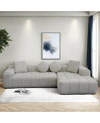 Modular Sofa with Sponge Foam, L-Shape Chaise & Light Gray Upholstery