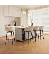 4x Swivel Bar Chairs: Modern, Comfortable, Velvet (Beige)