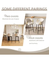 4x Swivel Bar Chairs: Modern, Comfortable, Velvet (Beige)