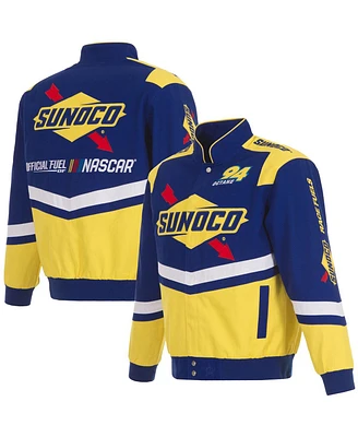 Jh Design Men's Royal/Yellow Nascar Sunoco Full-Snap Twill Uniform Jacket