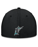 Nike Men's Gray/Black Florida Marlins Rise Swoosh Performance Flex Hat
