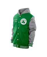New Era Men's Kelly Green Boston Celtics Throwback Prep Chenille Full-Snap Hooded Varsity Jacket