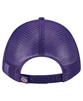 New Era Men's Purple Los Angeles Lakers Minimalist A-Frame 9FORTY Trucker Hat